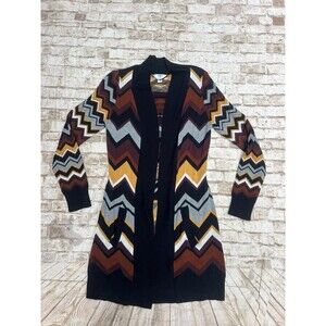 Missoni for Target Womens Cardigan Sweater XS Brown Chevron Open Front Pocket